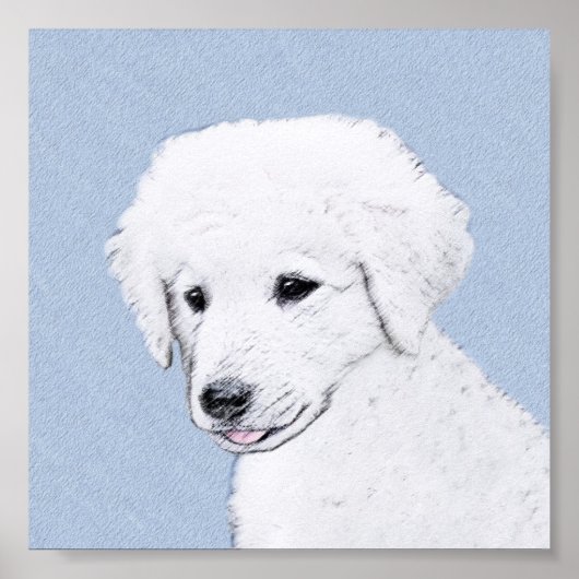 Kuvasz-Malerei - Niedliche Original Hunde-Kunst Poster (Vorne)