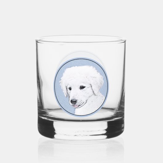 Kuvasz-Malerei - Niedliche Original Hunde-Kunst Whiskyglas (Rückseite)