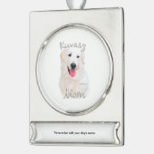 Kuvasz Mama 2 Banner-Ornament Silber (Links)
