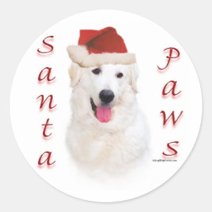 Kuvasz Santa Paws Runder Aufkleber