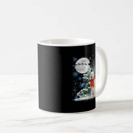 Kuvasz Unter Mondlicht Schnee Weihnachten Pajama 7 Kaffeetasse (VorderseiteRechts)