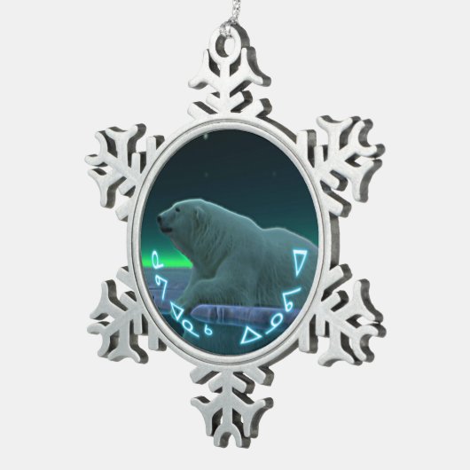 Kuvianak Innovia - EisEdge Polar Bear Schneeflocken Zinn-Ornament (Rechts)