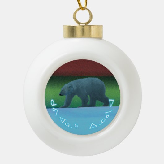 Kuvianak Innovia - Polar Lights Polar Bear Keramik Kugel-Ornament (Vorderseite)