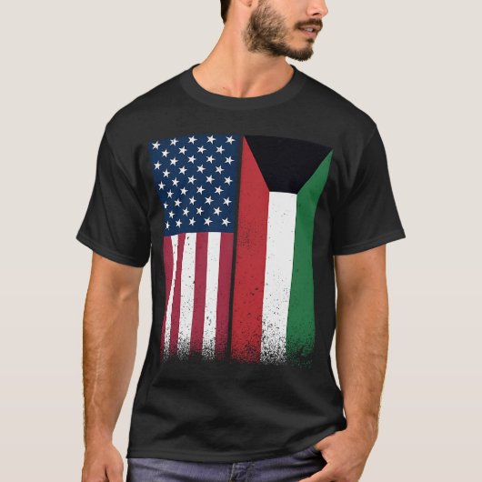 Kuwai Kuwaiti American Flags Proud USA Kuwait T-Shirt (Vorderseite)