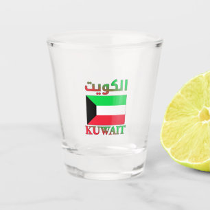 Kuwait Flag ا ل ك و ت Arabisch & Englisch WordArt Schnapsglas