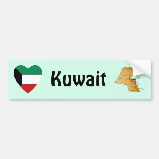 Kuwait Flag Heart + Map Autoaufkleber (Vorne)
