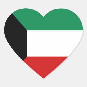 Kuwait Flag Heftsticker Herz-Aufkleber