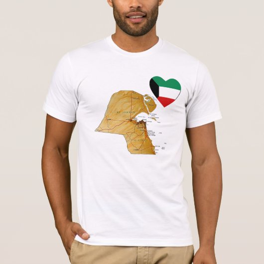 Kuwait Flag Herz und Karte T - Shirt (Vorderseite)
