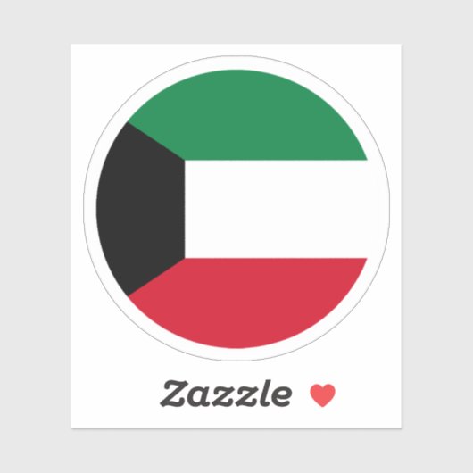 Kuwait Flag Round Sticker (Blatt)