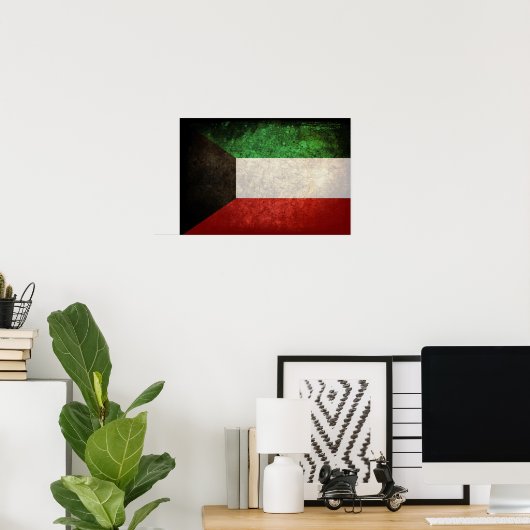 Kuwait-Flagge: ا ل ك و ي ت Poster (Heimbüro)