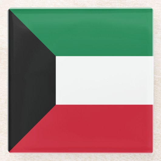 Kuwait-Flagge Glasuntersetzer (Vorderseite)
