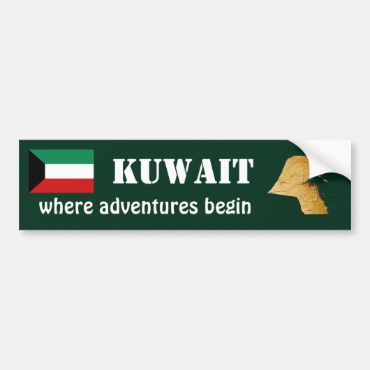Kuwait-Flagge + Karten-Autoaufkleber Autoaufkleber (Vorne)