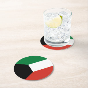 Kuwait-Flagge Runder Pappuntersetzer