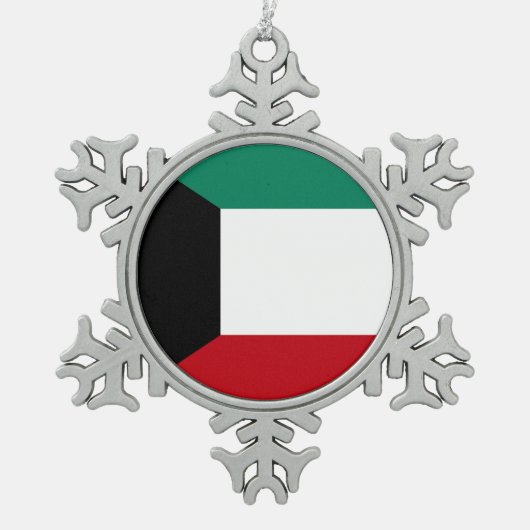 Kuwait-Flagge Schneeflocken Zinn-Ornament (Vorderseite)