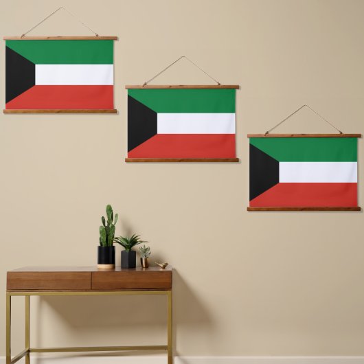 Kuwait-Flagge Wandteppich Mit Holzrahmen (Asymmetrisch)