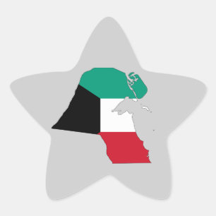 Kuwait-Flaggenkarte Stern-Aufkleber