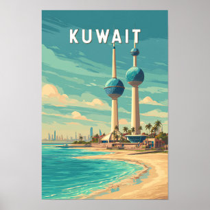 Kuwait Illustration Reise Kunst Vintage Poster