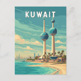 Kuwait Illustration Reise Kunst Vintage Postkarte