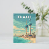Kuwait Illustration Travel Art Vintage Postkarte (Stehend Vorderseite)