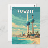 Kuwait Illustration Travel Art Vintage Postkarte (Vorne/Hinten)