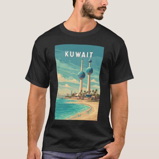 Kuwait Illustration Travel Art Vintage T-Shirt (Vorderseite)