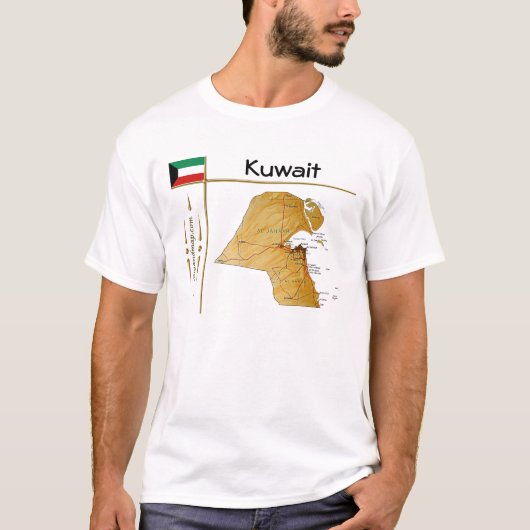 Kuwait Karte + Flagge + T - Shirt (Vorderseite)