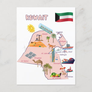 Kuwait-Karte Reiseziele Sehenswürdigkeiten Tourist Postkarte