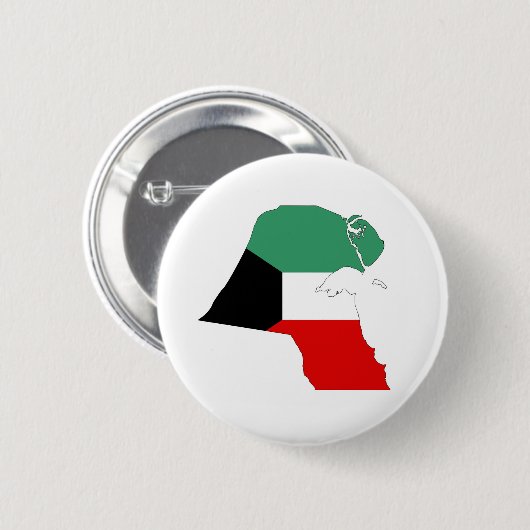 Kuwait-Landflaggen-Kartenform-Silhouette Button (Vorne & Hinten)