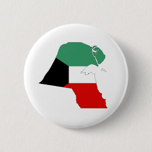 Kuwait-Landflaggen-Kartenform-Silhouette Button