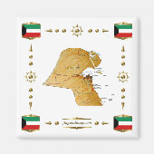 Kuwait Map + Flags Magnet (Vorne)