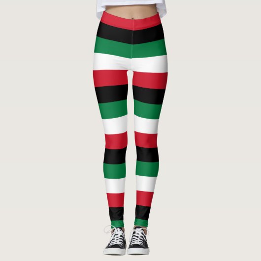 Kuwait National Flag Farben horizontal gestreift Leggings (Vorderseite)