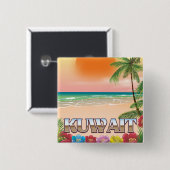 Kuwait-Strand-Reiseplakat Button (Vorne & Hinten)