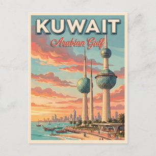 Kuwait Türme Arabischer Golf Vintage Reise Postkarte