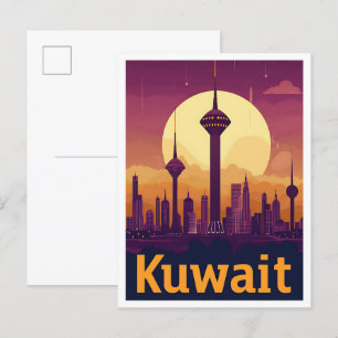 Kuwait Vintage-Kunst-Reiseillustration Postkarte