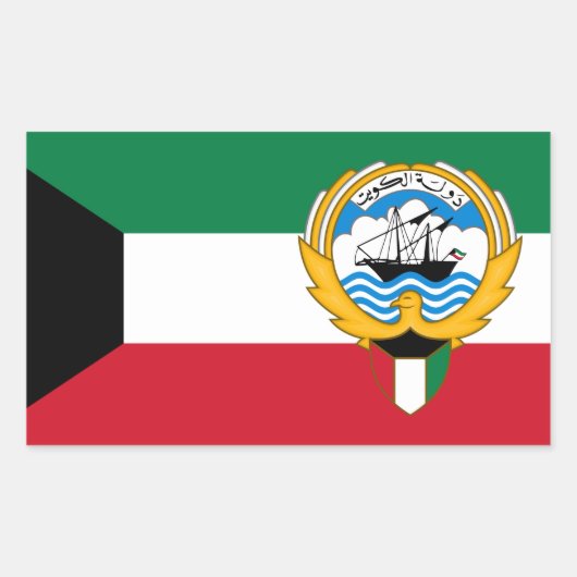 Kuwaitische Flagge und Emblem, Flagge Kuwaits Rechteckiger Aufkleber (Vorderseite)