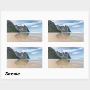 Kvalvika Lofoten Norwegen Rechteckiger Aufkleber