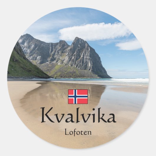 Kvalvika Lofoten Norwegen Runder Aufkleber (Vorderseite)