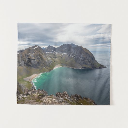 Kvalvika Lofoten Norwegen Wandteppich (Vorderseite (Horizontal))