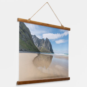 Kvalvika Lofoten Norwegen Wandteppich Mit Holzrahmen