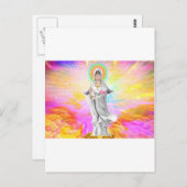 Kwan Yin Die Göttin des Mitgefühls mit rosa Postkarte (Vorne/Hinten)