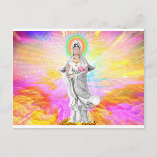 Kwan Yin Die Göttin des Mitgefühls mit rosa Postkarte