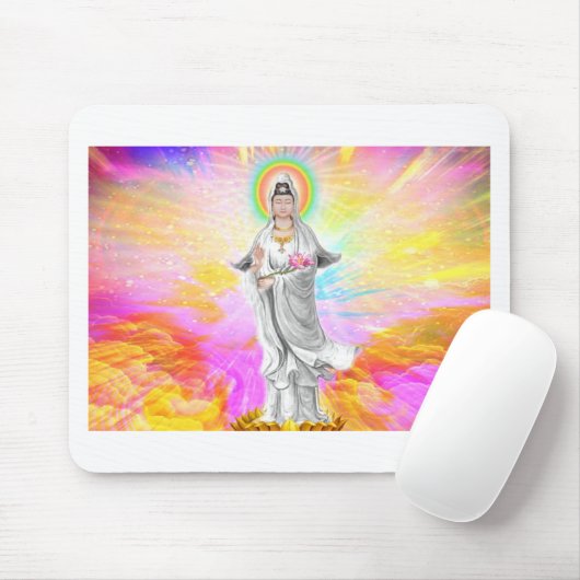 Kwan Yin die Göttin des Mitleids mit Rosa Mousepad (Mit Mouse)
