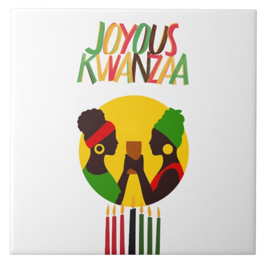 Kwanza Dekoration Keramik Tile Trivet Dekoration Fliese (Vorderseite)