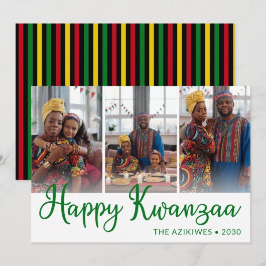 Kwanzaa 3 Foto Feiertagskarte (Vorne/Hinten)