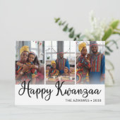 Kwanzaa 3 Foto Feiertagskarte (Stehend Vorderseite)