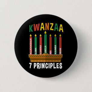 Kwanzaa 7 Grundsätze Candles Kinara Pan Afrikaner  Button