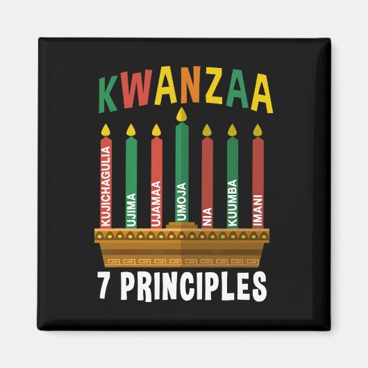 Kwanzaa 7 Grundsätze Candles Kinara Pan Afrikaner Magnet (Vorne)