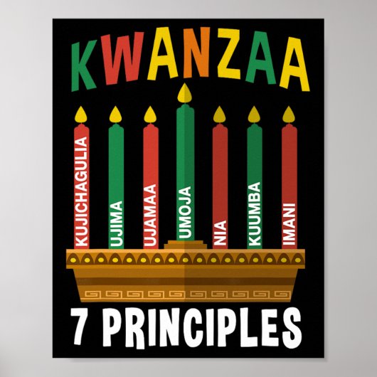 Kwanzaa 7 Grundsätze Candles Kinara Pan Afrikaner  Poster (Vorne)