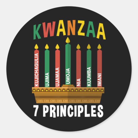 Kwanzaa 7 Grundsätze Candles Kinara Pan Afrikaner  Runder Aufkleber (Vorderseite)