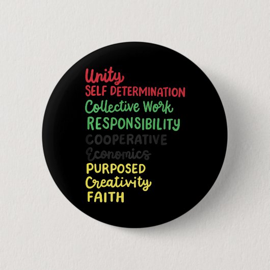 Kwanzaa 7 Prinzipien Afrikanischer schwarzer Stolz Button (Vorderseite)